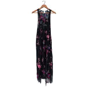 Now N Forever BOHO Embroidered Open Front Coverup Dress Black Size 1X